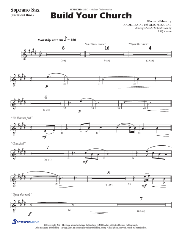 Build Your Church (Choral Anthem SATB) Soprano Sax (Semsen Music / Arr. Cliff Duren)