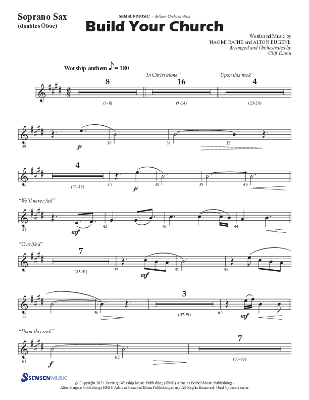 Build Your Church (Choral Anthem SATB) Soprano Sax (Semsen Music / Arr. Cliff Duren)