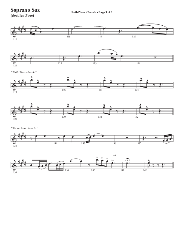 Build Your Church (Choral Anthem SATB) Soprano Sax (Semsen Music / Arr. Cliff Duren)
