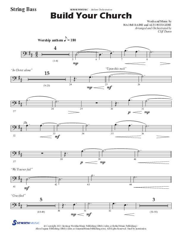 Build Your Church (Choral Anthem SATB) String Bass (Semsen Music / Arr. Cliff Duren)
