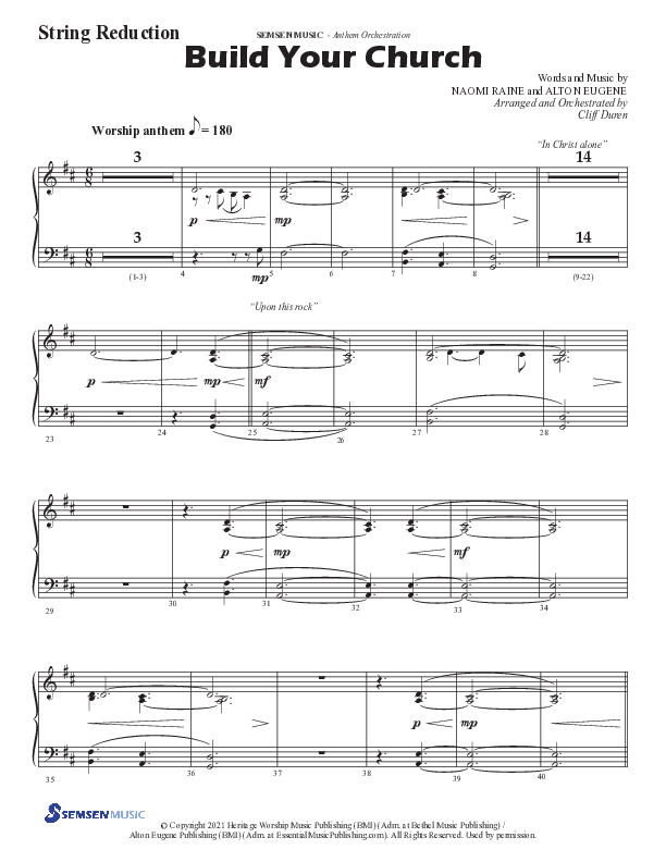 Build Your Church (Choral Anthem SATB) String Reduction (Semsen Music / Arr. Cliff Duren)