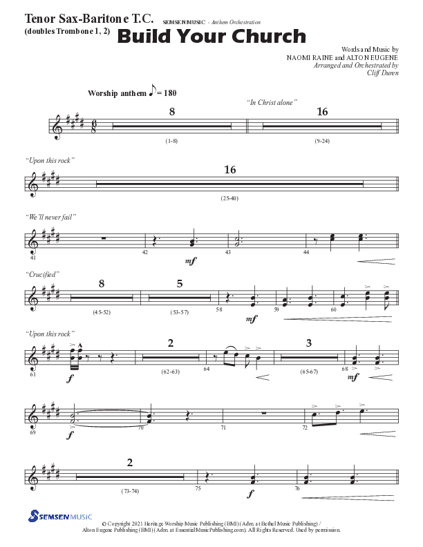 Build Your Church (Choral Anthem SATB) Tenor Sax/Baritone T.C. (Semsen Music / Arr. Cliff Duren)