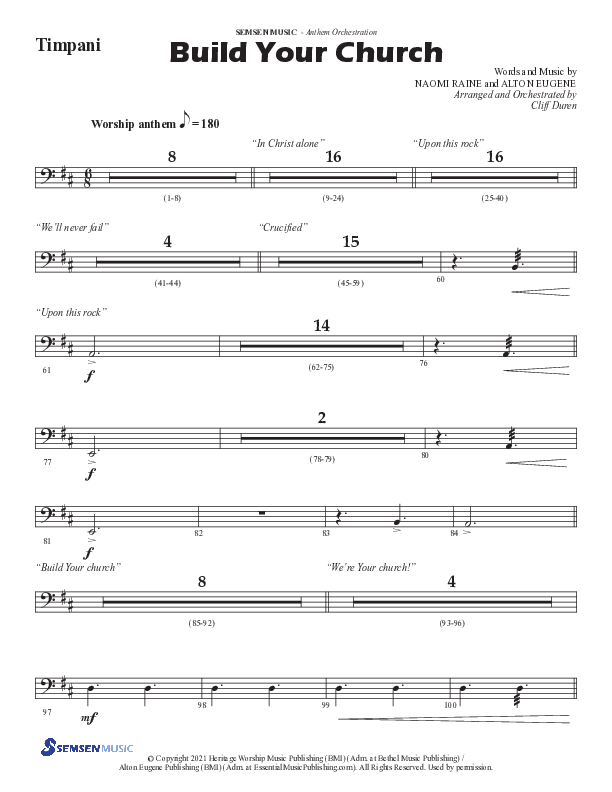 Build Your Church (Choral Anthem SATB) Timpani (Semsen Music / Arr. Cliff Duren)