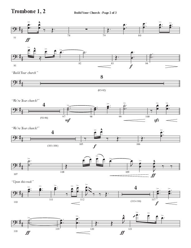 Build Your Church (Choral Anthem SATB) Trombone 1/2 (Semsen Music / Arr. Cliff Duren)
