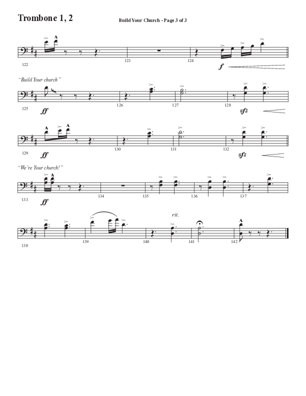 Build Your Church (Choral Anthem SATB) Trombone 1/2 (Semsen Music / Arr. Cliff Duren)