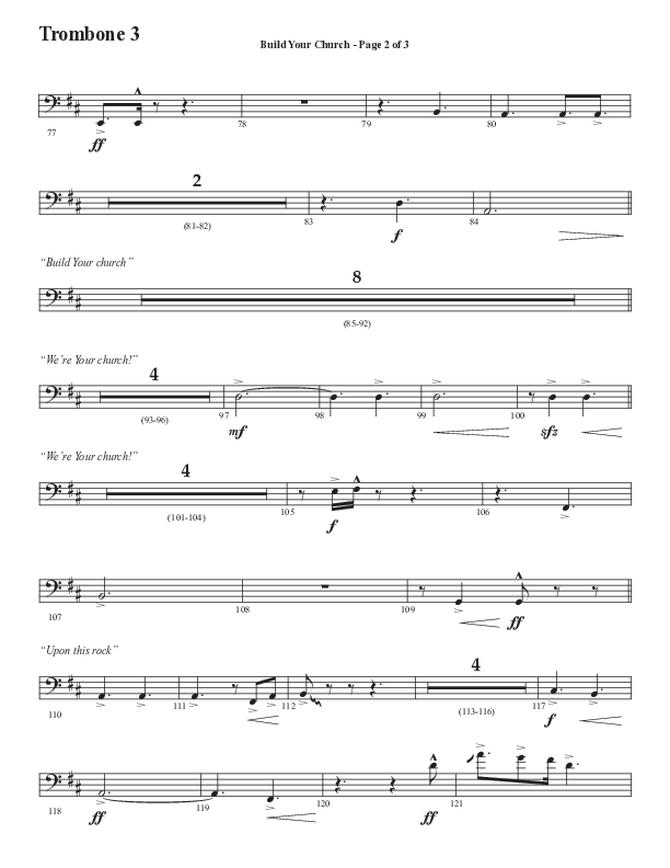 Build Your Church (Choral Anthem SATB) Trombone 3 (Semsen Music / Arr. Cliff Duren)