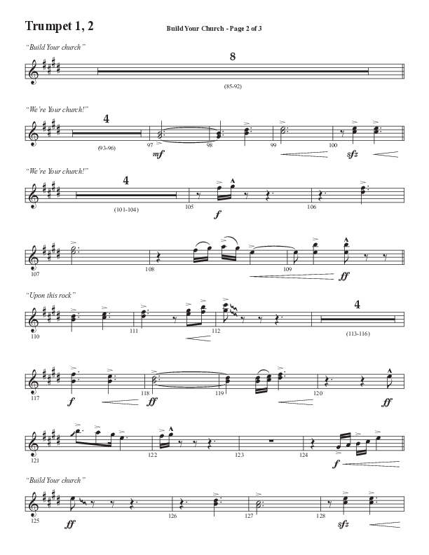 Build Your Church (Choral Anthem SATB) Trumpet 1,2 (Semsen Music / Arr. Cliff Duren)