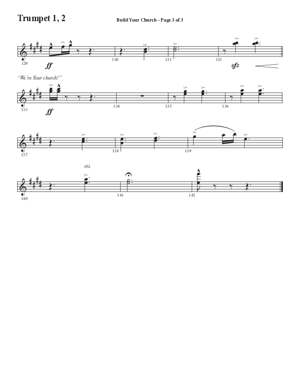 Build Your Church (Choral Anthem SATB) Trumpet 1,2 (Semsen Music / Arr. Cliff Duren)