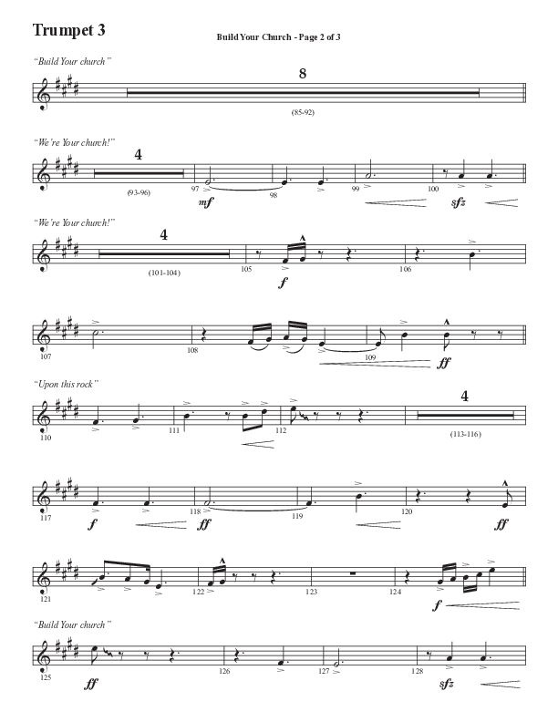Build Your Church (Choral Anthem SATB) Trumpet 3 (Semsen Music / Arr. Cliff Duren)