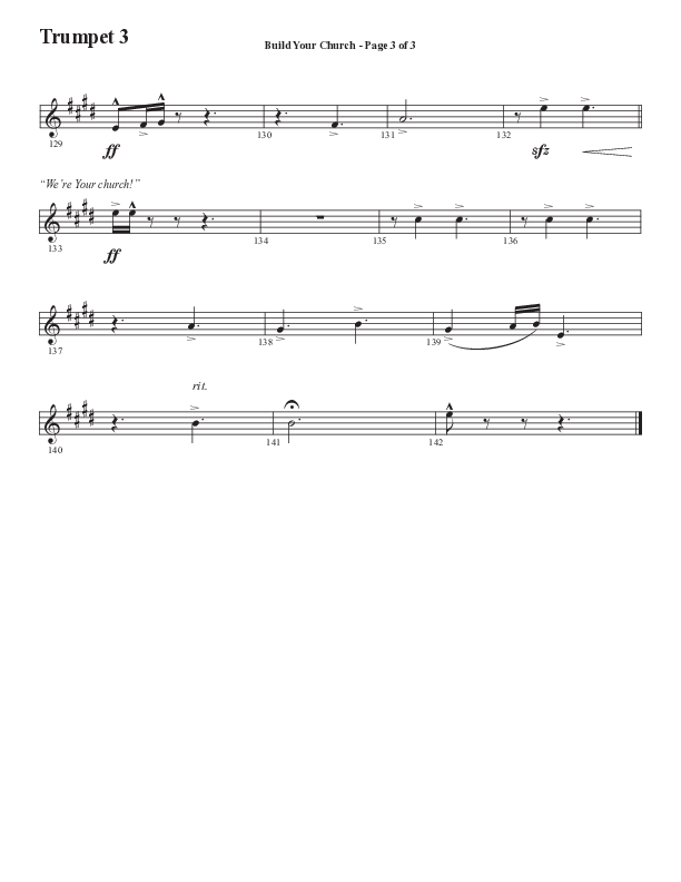 Build Your Church (Choral Anthem SATB) Trumpet 3 (Semsen Music / Arr. Cliff Duren)
