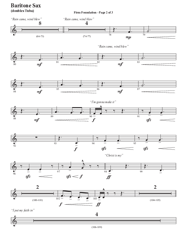 Firm Foundation (He Won't) (Choral Anthem SATB) Bari Sax (Semsen Music / Arr. Cliff Duren)
