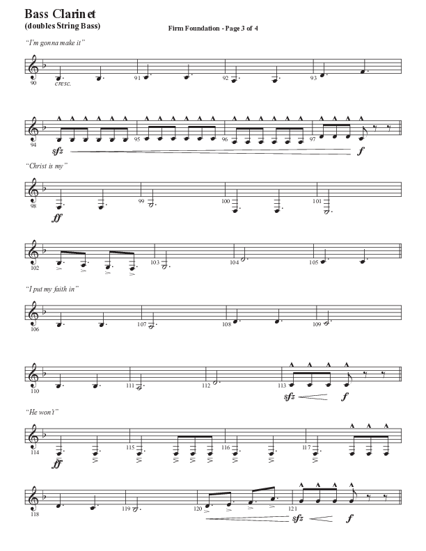 Firm Foundation (He Won't) (Choral Anthem SATB) Bass Clarinet (Semsen Music / Arr. Cliff Duren)