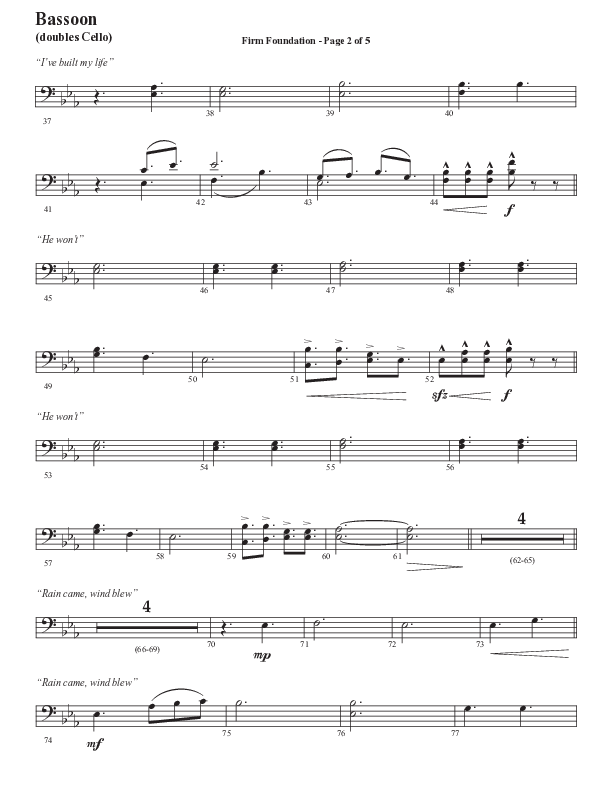 Firm Foundation (He Won't) (Choral Anthem SATB) Bassoon (Semsen Music / Arr. Cliff Duren)