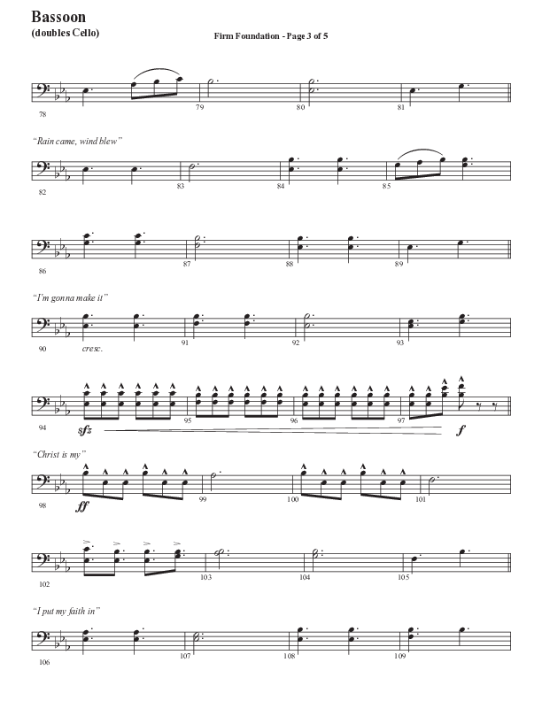 Firm Foundation (He Won't) (Choral Anthem SATB) Bassoon (Semsen Music / Arr. Cliff Duren)