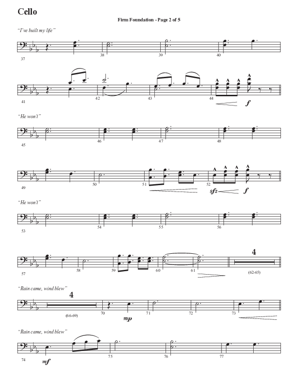 Firm Foundation (He Won't) (Choral Anthem SATB) Cello (Semsen Music / Arr. Cliff Duren)