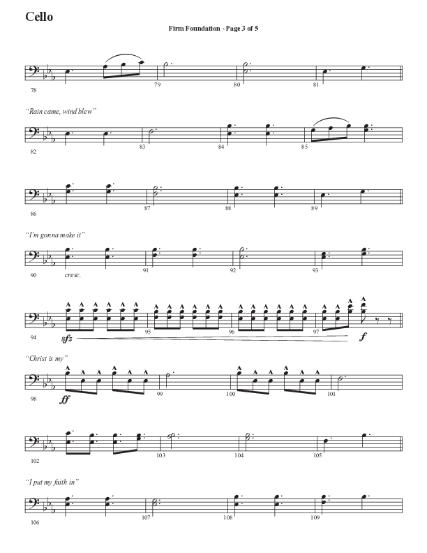 Firm Foundation (He Won't) (Choral Anthem SATB) Cello (Semsen Music / Arr. Cliff Duren)