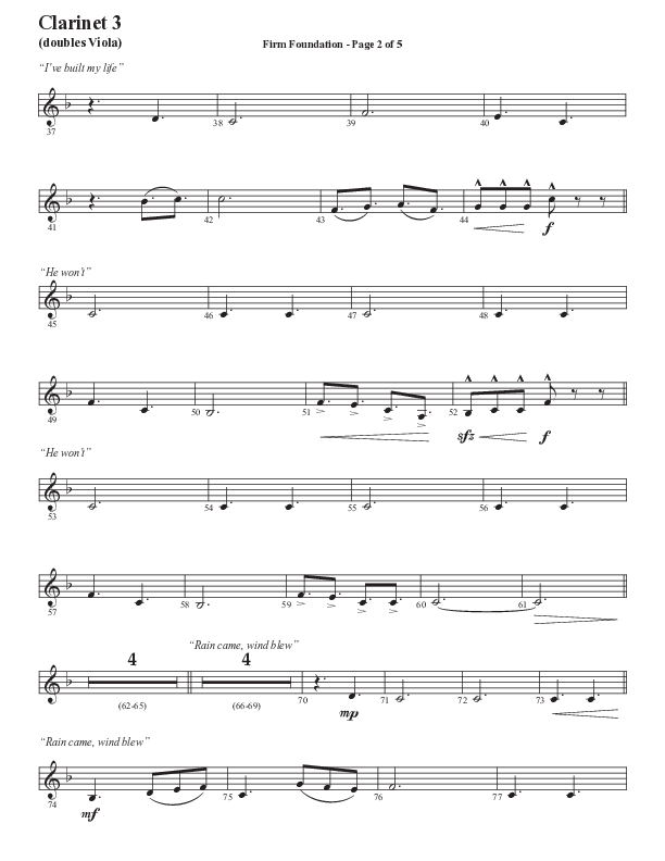 Firm Foundation (He Won't) (Choral Anthem SATB) Clarinet 3 (Semsen Music / Arr. Cliff Duren)