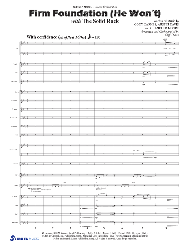 Firm Foundation (He Won't) (Choral Anthem SATB) Conductor's Score (Semsen Music / Arr. Cliff Duren)