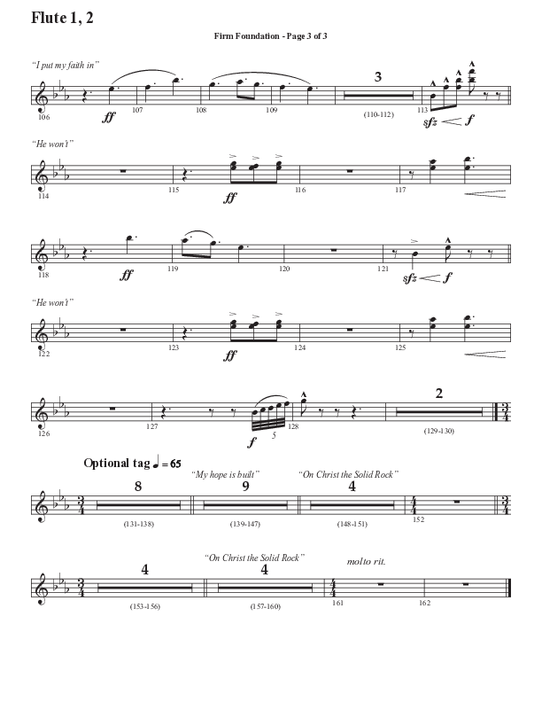 Firm Foundation (He Won't) (Choral Anthem SATB) Flute 1/2 (Semsen Music / Arr. Cliff Duren)