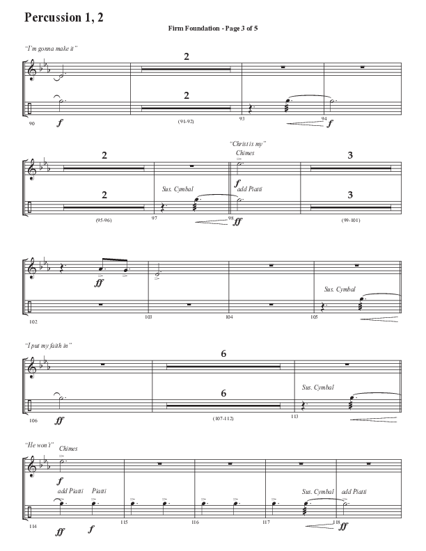 Firm Foundation (He Won't) (Choral Anthem SATB) Percussion 1/2 (Semsen Music / Arr. Cliff Duren)