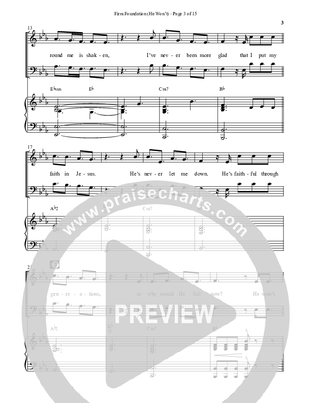 Firm Foundation (He Won't) (Choral Anthem SATB) Anthem (SATB/Piano) (Semsen Music / Arr. Cliff Duren)