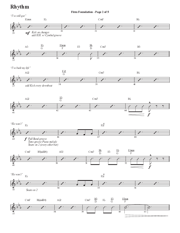 Firm Foundation (He Won't) (Choral Anthem SATB) Rhythm Chart (Semsen Music / Arr. Cliff Duren)