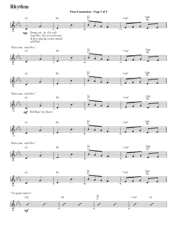 Firm Foundation (He Won't) (Choral Anthem SATB) Rhythm Chart (Semsen Music / Arr. Cliff Duren)