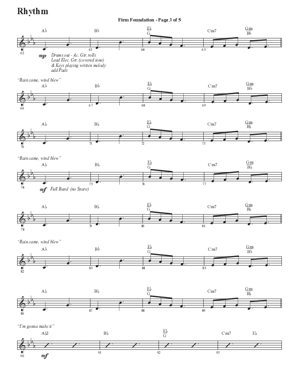 Firm Foundation (He Won't) (Choral Anthem SATB) Rhythm Chart (Semsen Music / Arr. Cliff Duren)
