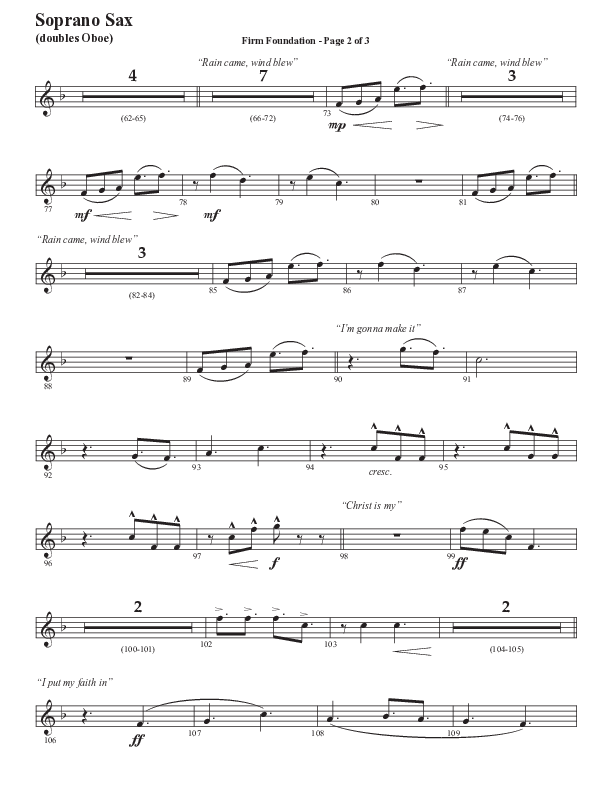Firm Foundation (He Won't) (Choral Anthem SATB) Soprano Sax (Semsen Music / Arr. Cliff Duren)