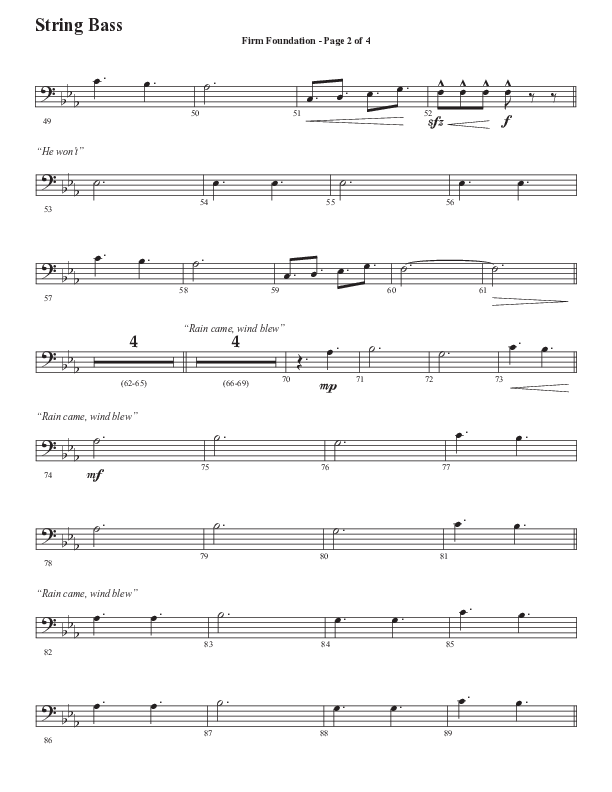 Firm Foundation (He Won't) (Choral Anthem SATB) String Bass (Semsen Music / Arr. Cliff Duren)