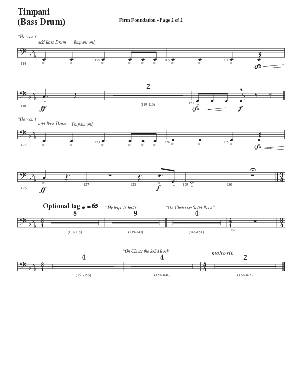 Firm Foundation (He Won't) (Choral Anthem SATB) Timpani (Semsen Music / Arr. Cliff Duren)