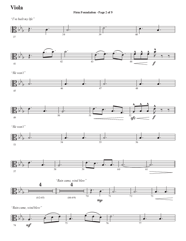 Firm Foundation (He Won't) (Choral Anthem SATB) Viola (Semsen Music / Arr. Cliff Duren)