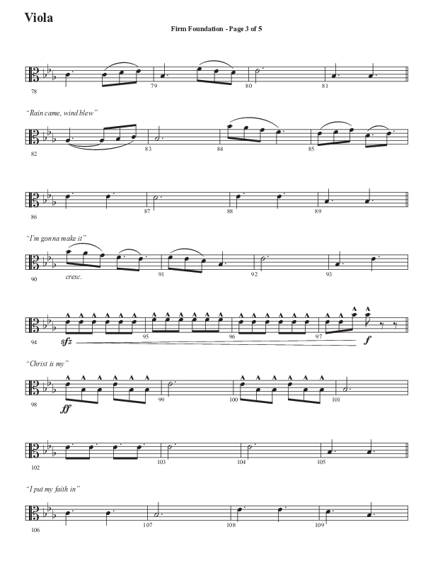 Firm Foundation (He Won't) (Choral Anthem SATB) Viola (Semsen Music / Arr. Cliff Duren)