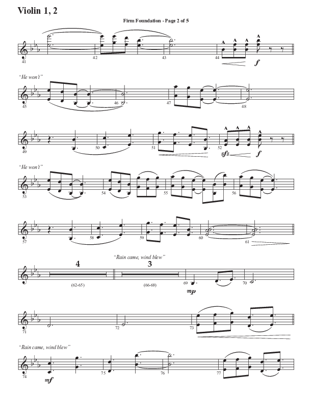 Firm Foundation (He Won't) (Choral Anthem SATB) Violin 1/2 (Semsen Music / Arr. Cliff Duren)