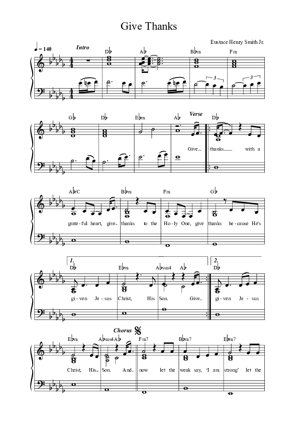 Give Thanks Lead Sheet Melody (Anchor Hymns / Mission House / Jasmine Mullen)