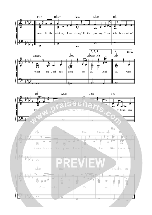 Give Thanks Lead Sheet Melody (Anchor Hymns / Mission House / Jasmine Mullen)