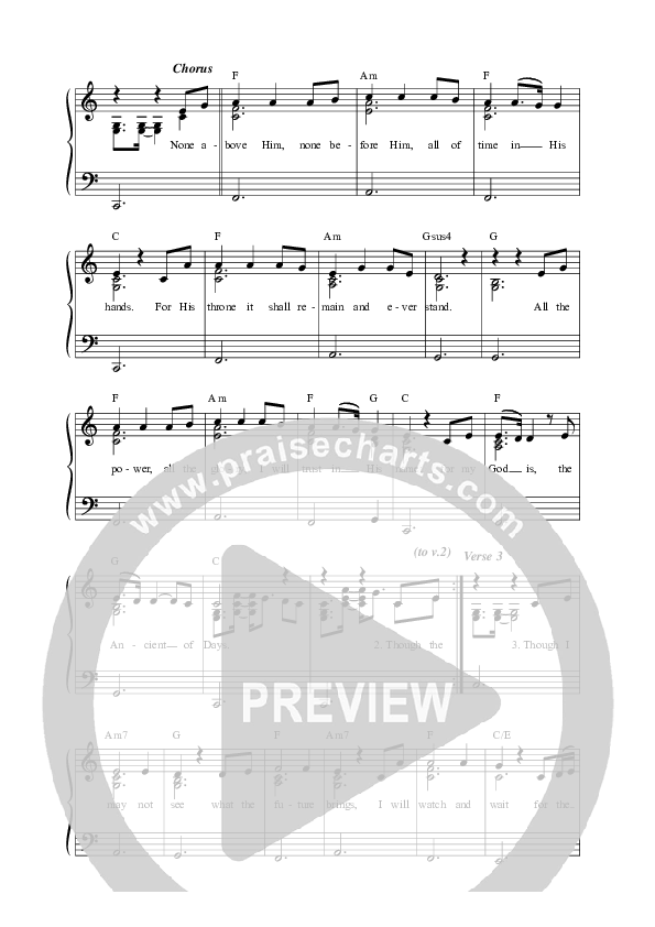 Ancient Of Days Lead Sheet Melody (Anchor Hymns)