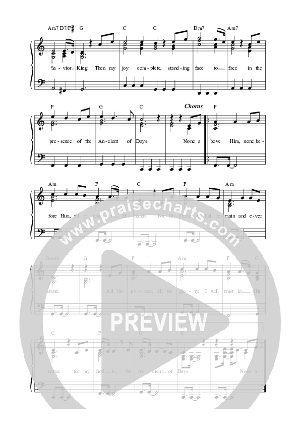 Ancient Of Days Lead Sheet Melody (Anchor Hymns)