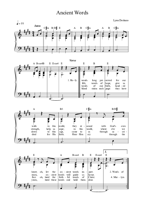 Ancient Words Lead Sheet Melody (Anchor Hymns)