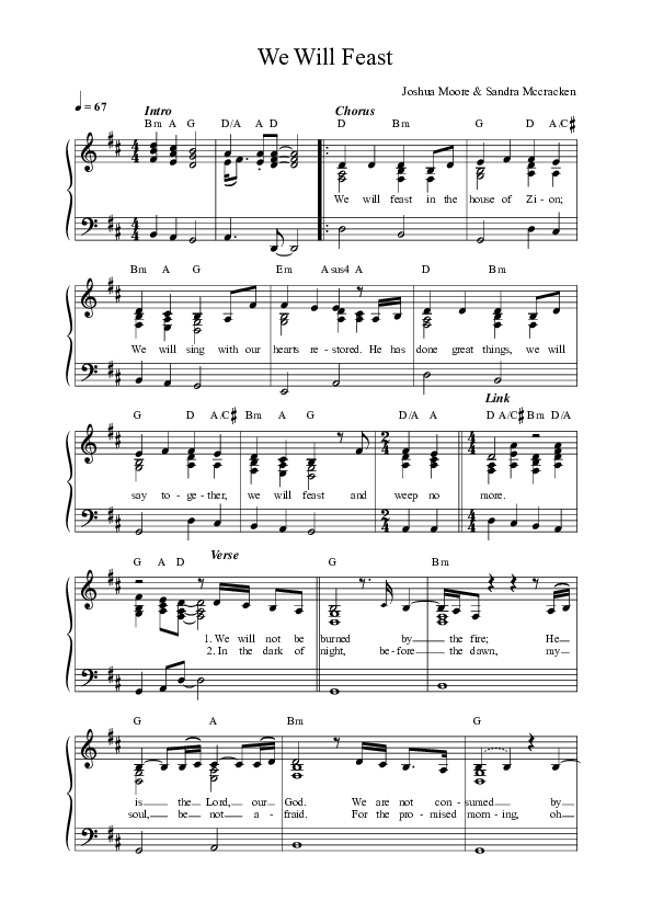 We Will Feast In The House Of Zion Lead Sheet Melody (Anchor Hymns)