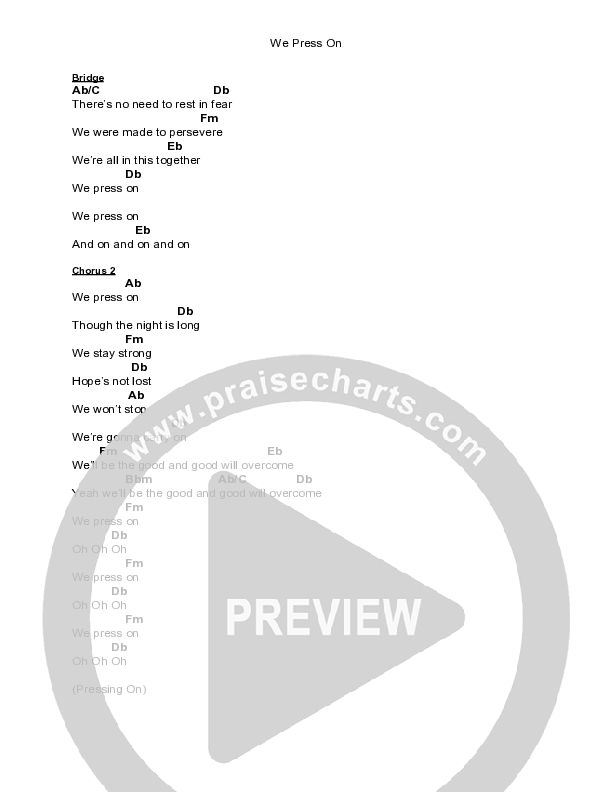 We Press On Chord Chart (Brad & Rebekah / Watoto)
