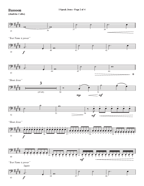 I Speak Jesus (Choral Anthem SATB) Bassoon (Semsen Music / Arr. John Bolin / Orch. Daniel Semsen)