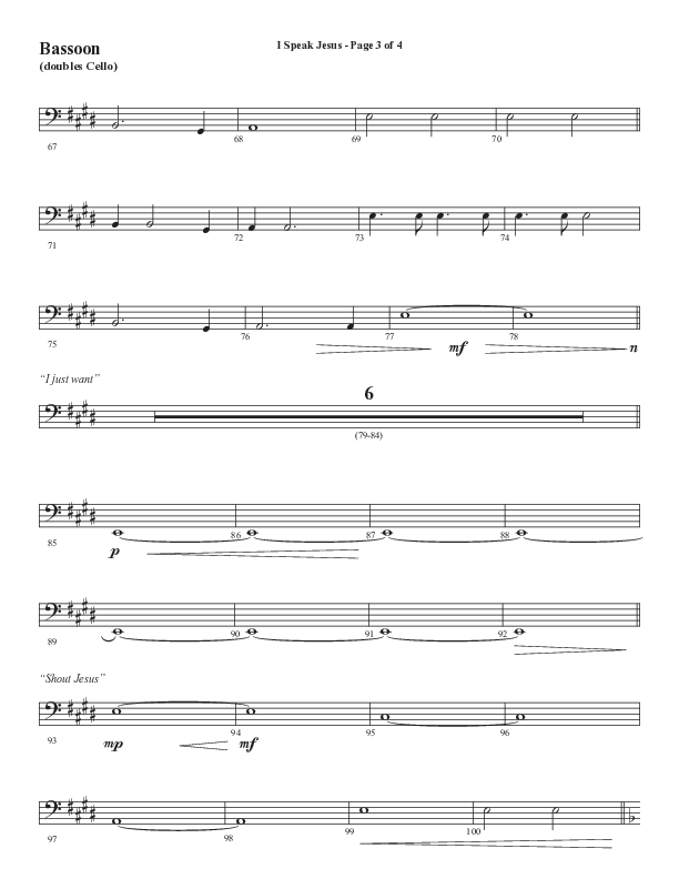 I Speak Jesus (Choral Anthem SATB) Bassoon (Semsen Music / Arr. John Bolin / Orch. Daniel Semsen)