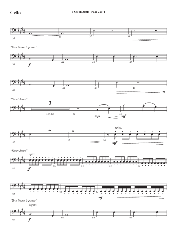 I Speak Jesus (Choral Anthem SATB) Cello (Semsen Music / Arr. John Bolin / Orch. Daniel Semsen)