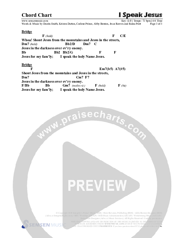 I Speak Jesus (Choral Anthem SATB) Chords & Lead Sheet (Semsen Music / Arr. John Bolin / Orch. Daniel Semsen)