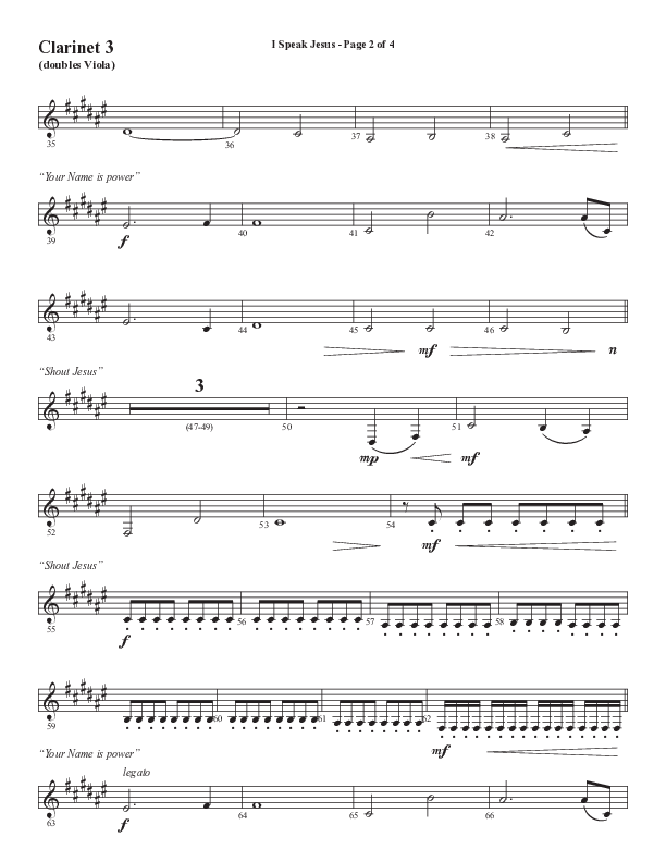 I Speak Jesus (Choral Anthem SATB) Clarinet 3 (Semsen Music / Arr. John Bolin / Orch. Daniel Semsen)