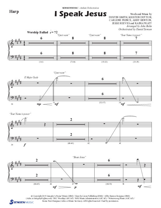 I Speak Jesus (Choral Anthem SATB) Harp (Semsen Music / Arr. John Bolin / Orch. Daniel Semsen)