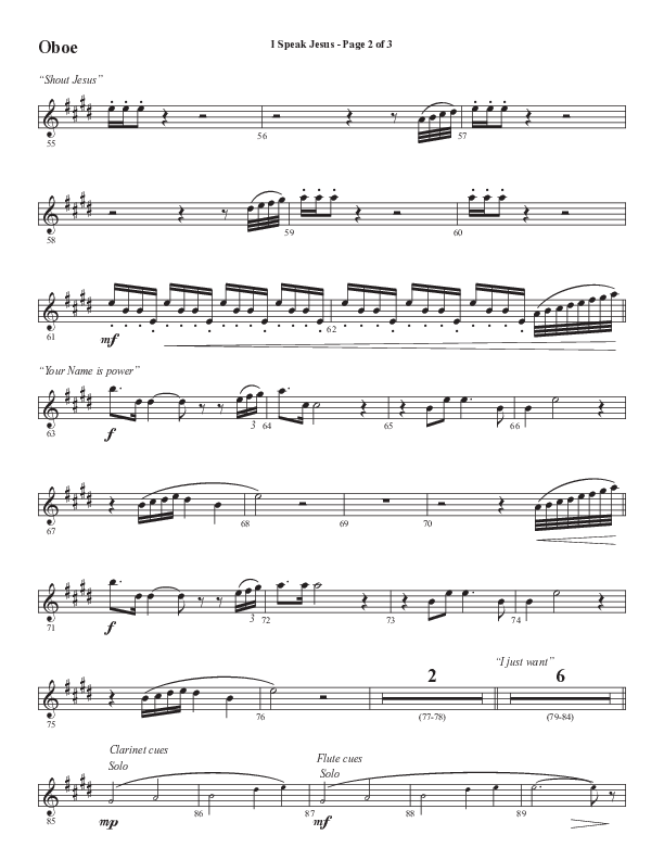 I Speak Jesus (Choral Anthem SATB) Oboe (Semsen Music / Arr. John Bolin / Orch. Daniel Semsen)