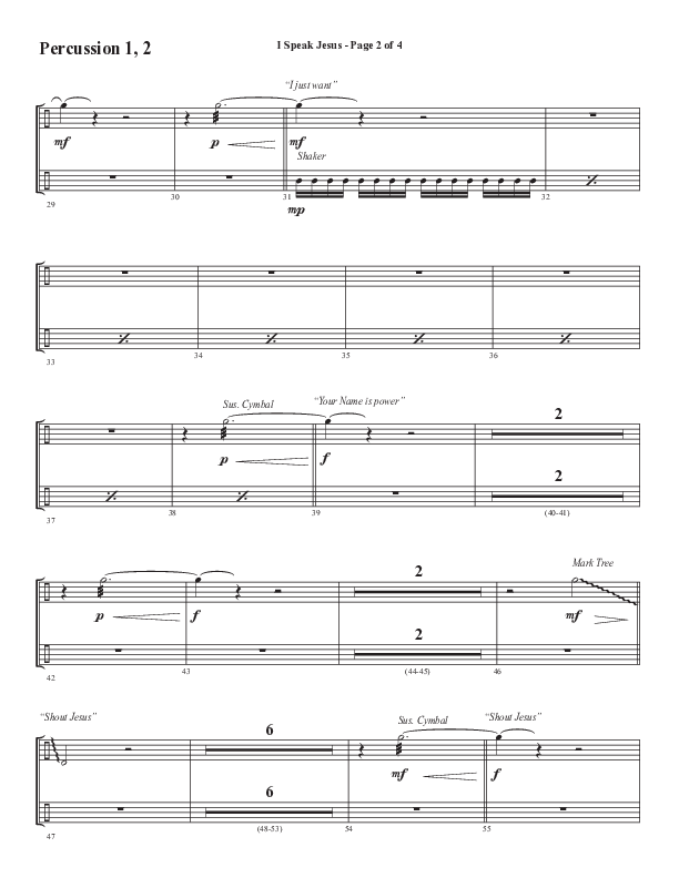 I Speak Jesus (Choral Anthem SATB) Percussion (Semsen Music / Arr. John Bolin / Orch. Daniel Semsen)