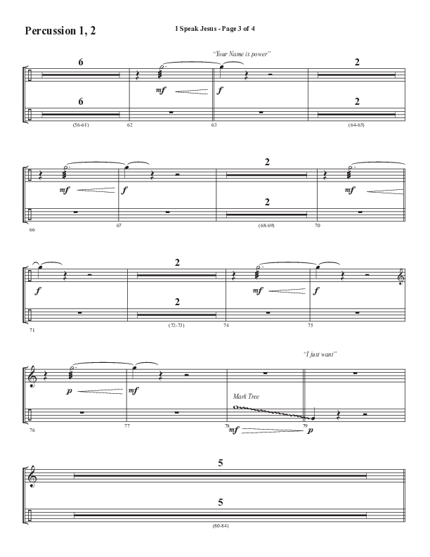 I Speak Jesus (Choral Anthem SATB) Percussion (Semsen Music / Arr. John Bolin / Orch. Daniel Semsen)